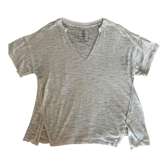 Free people we the free off‎ white v neck tee size XS oversized - Picture 1 of 3